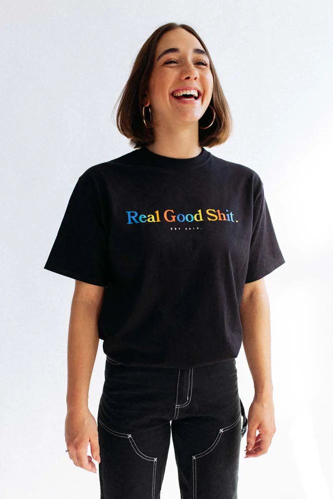 Multicolour Real Good Shit Tee (Black) - Image 5