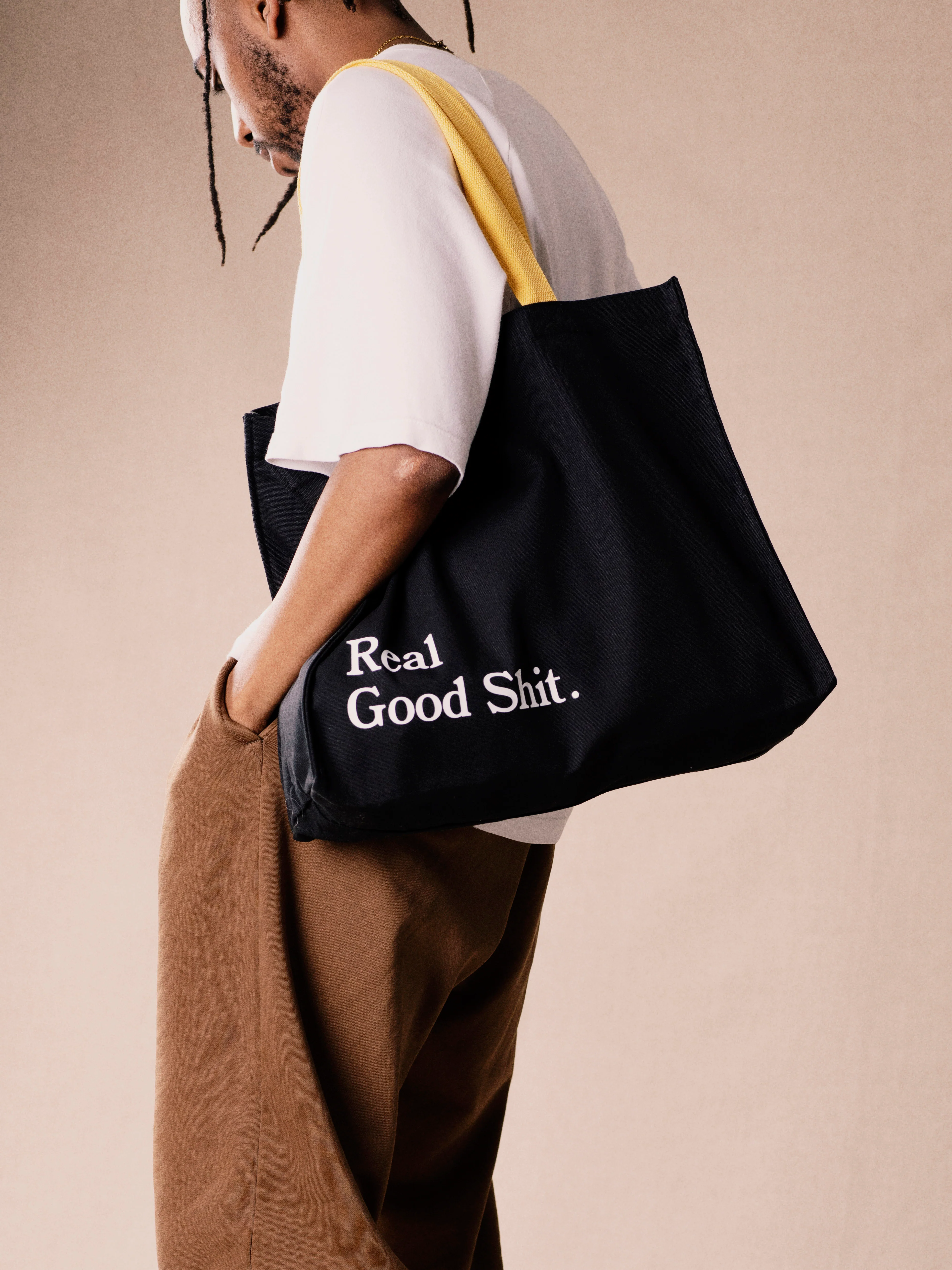 Real Good Shit Canvas Tote Bag (Black) - Image 3